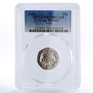 Britain 20 pence Tudor Rose PR70 PCGS CuNi coin 1999