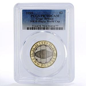 Britain 2 pounds Rugby World Cup PR70 PCGS bimetal coin 1999
