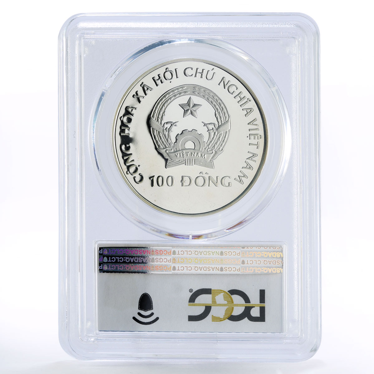 Vietnam 100 dong Endangered Wildlife Caracal PR6&amp; PCGS colored silver coin 1996