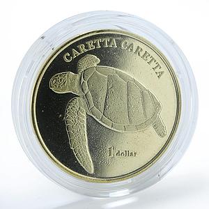 Moorea 1 dollar Loggerhead sea turtle coin 2017