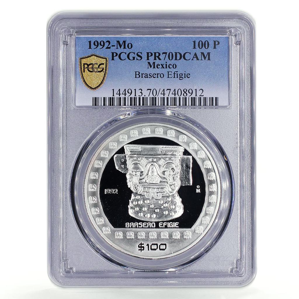 Mexico 100 pesos Brasero Efigie Statue PR70 PCGS silver coin 1992