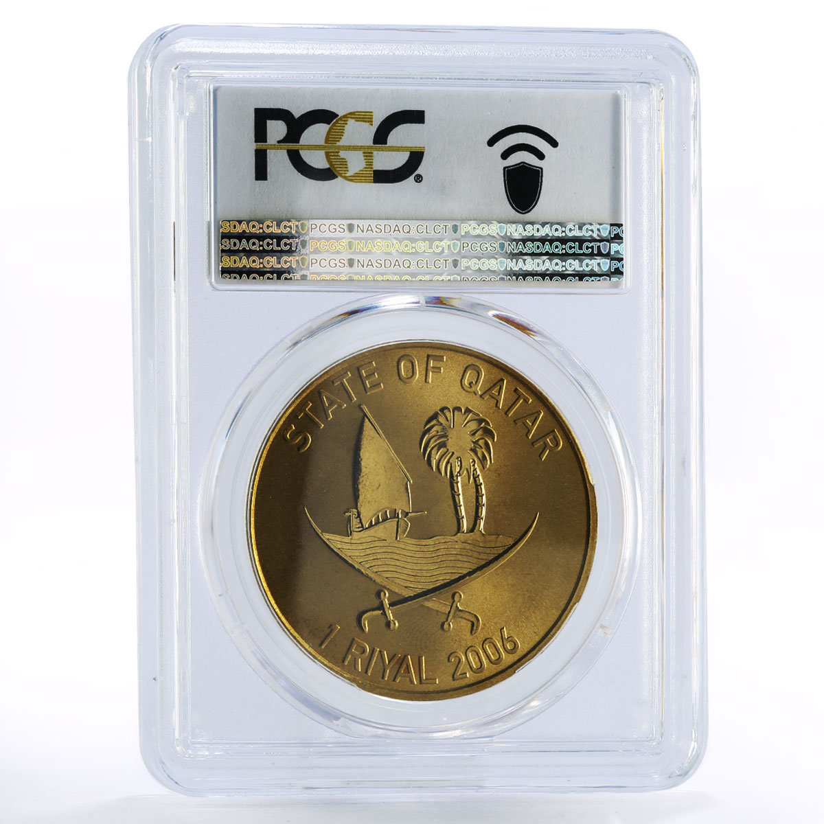 Qatar 1 riyal Asian Games Orry with Flag MS68 PCGS aluminium-bronze coin 2006