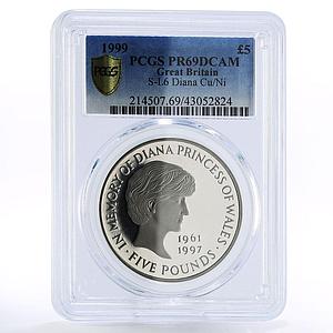 Great Britain 5 pounds In Memory of Princess Diana PR69 PCGS CuNi coin 1999