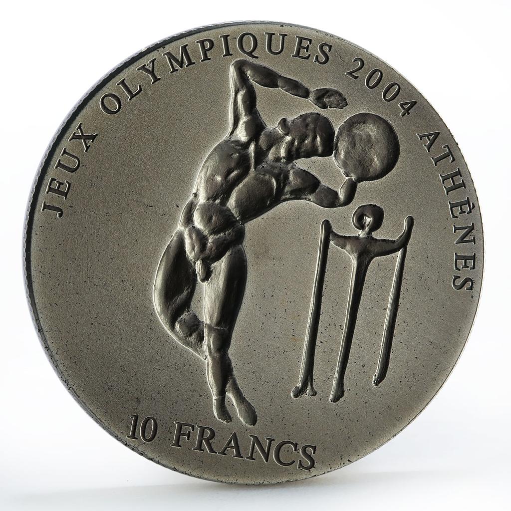 Congo 10 francs Athenes Olympic Games series Discus Atlethe silver coin 2002