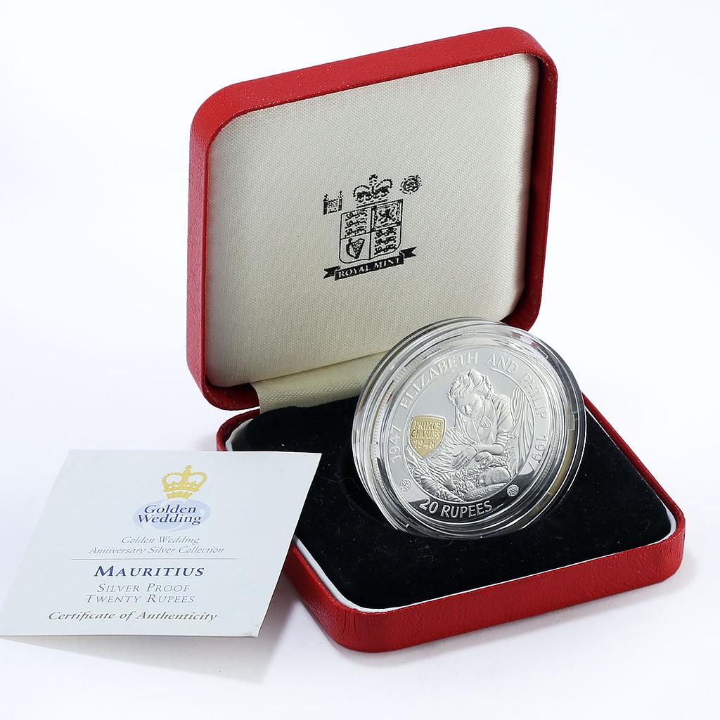 Mauritius 20 rupees 50th Birth of Prince Charles Philip proof silver coin 1997