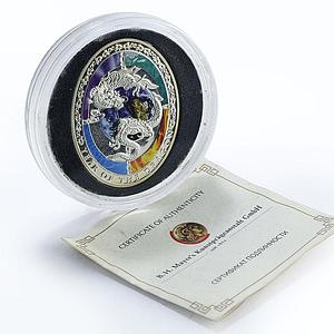 Niue 1 dollar Year of Dragon Earth Elements colored silver coin 2012