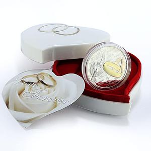 Niue 2 dollars Love Forever Wedding Rings gilded silver coin 2013