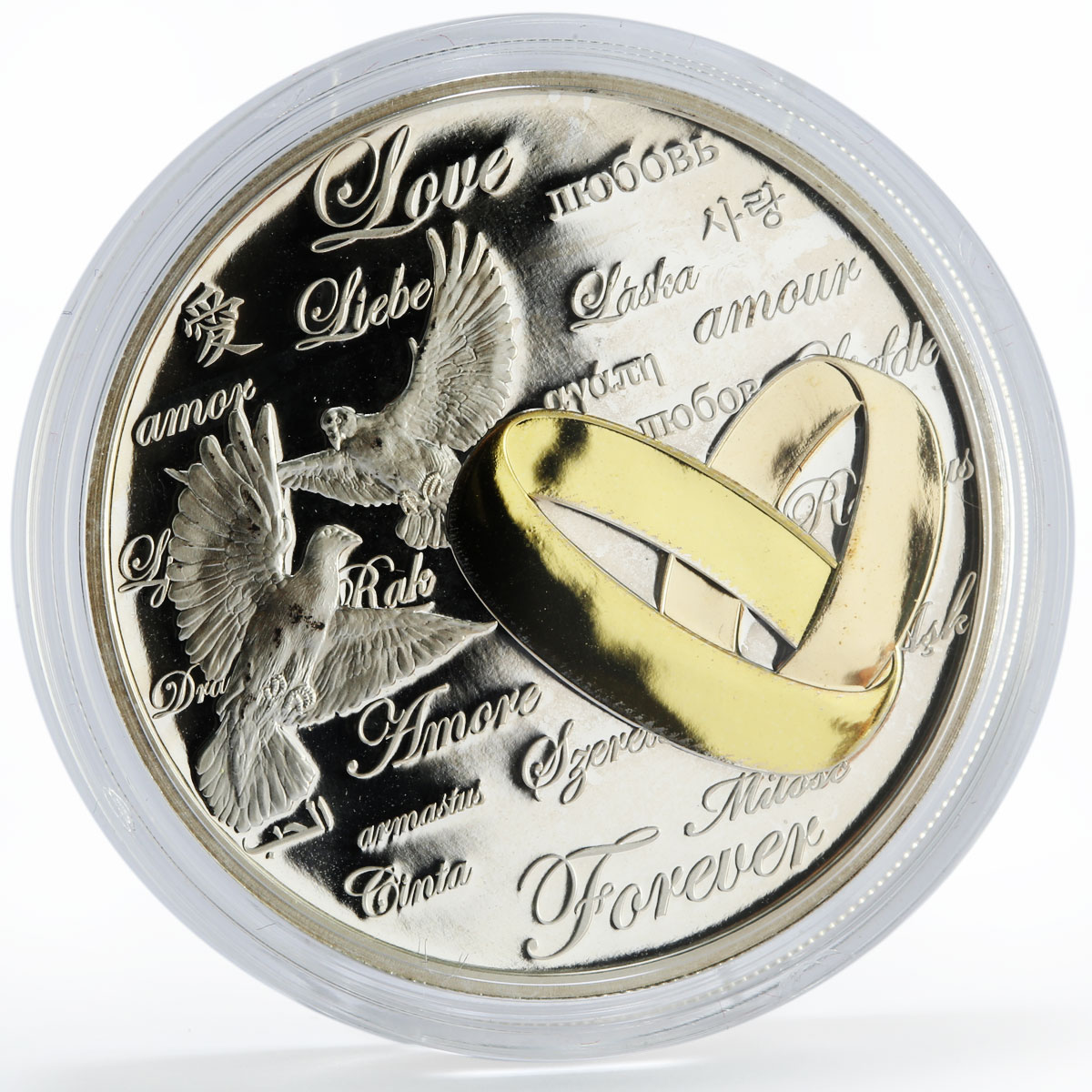 Niue 2 dollars Love Forever Wedding Rings gilded silver coin 2013