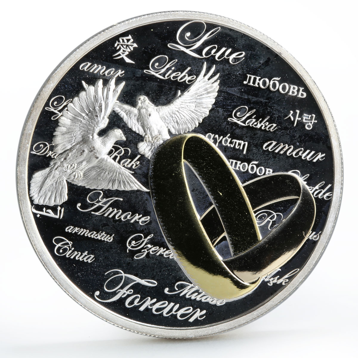 Niue 2 dollars Love Forever Wedding Rings gilded silver coin 2013