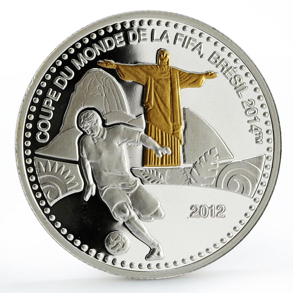 Togo 1000 francs Football World Cup in Brazil Statue of Jesus silver coin 2012