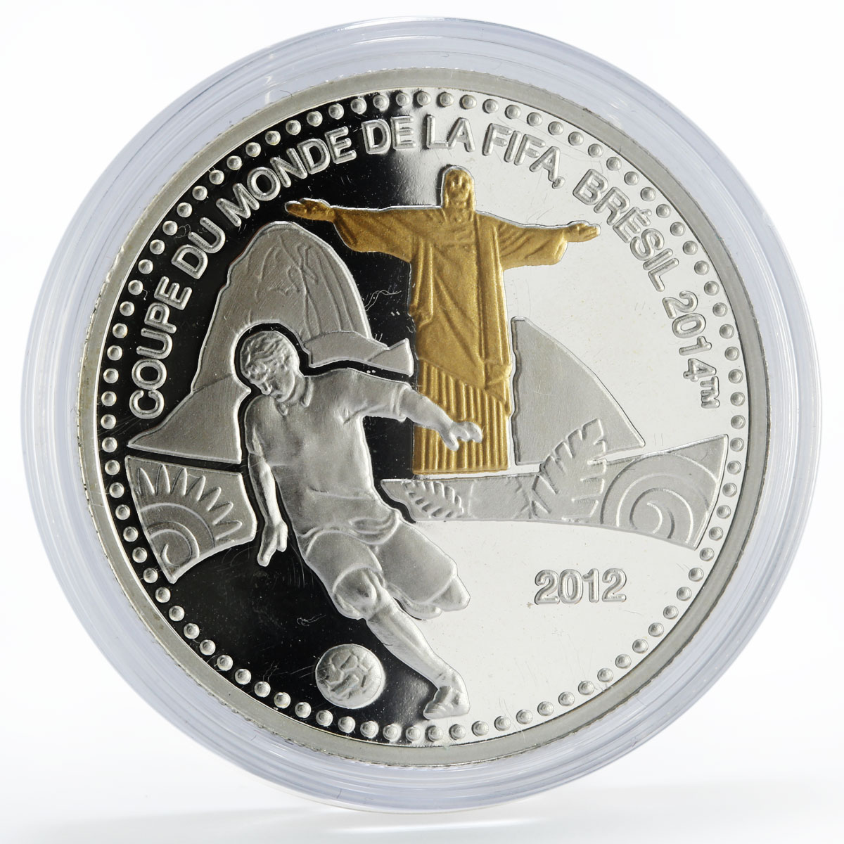 Togo 1000 francs Football World Cup in Brazil Statue of Jesus silver coin 2012