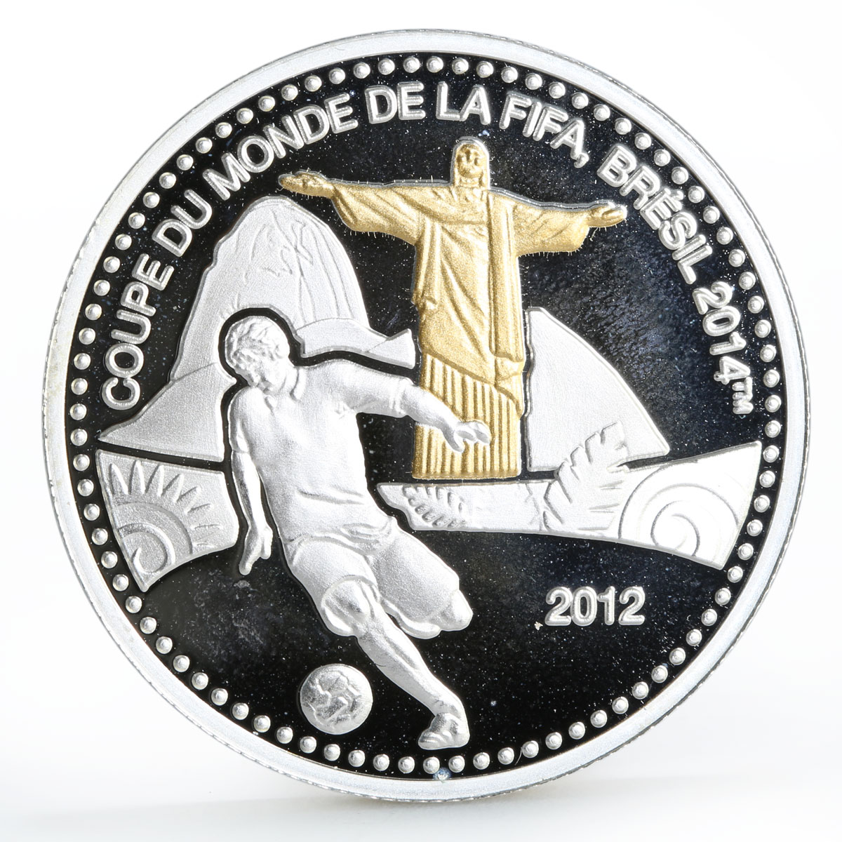 Togo 1000 francs Football World Cup in Brazil Statue of Jesus silver coin 2012