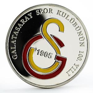 Turkey 25 lira 100 Years of Galatasaray Football Club colored silver coin 2005