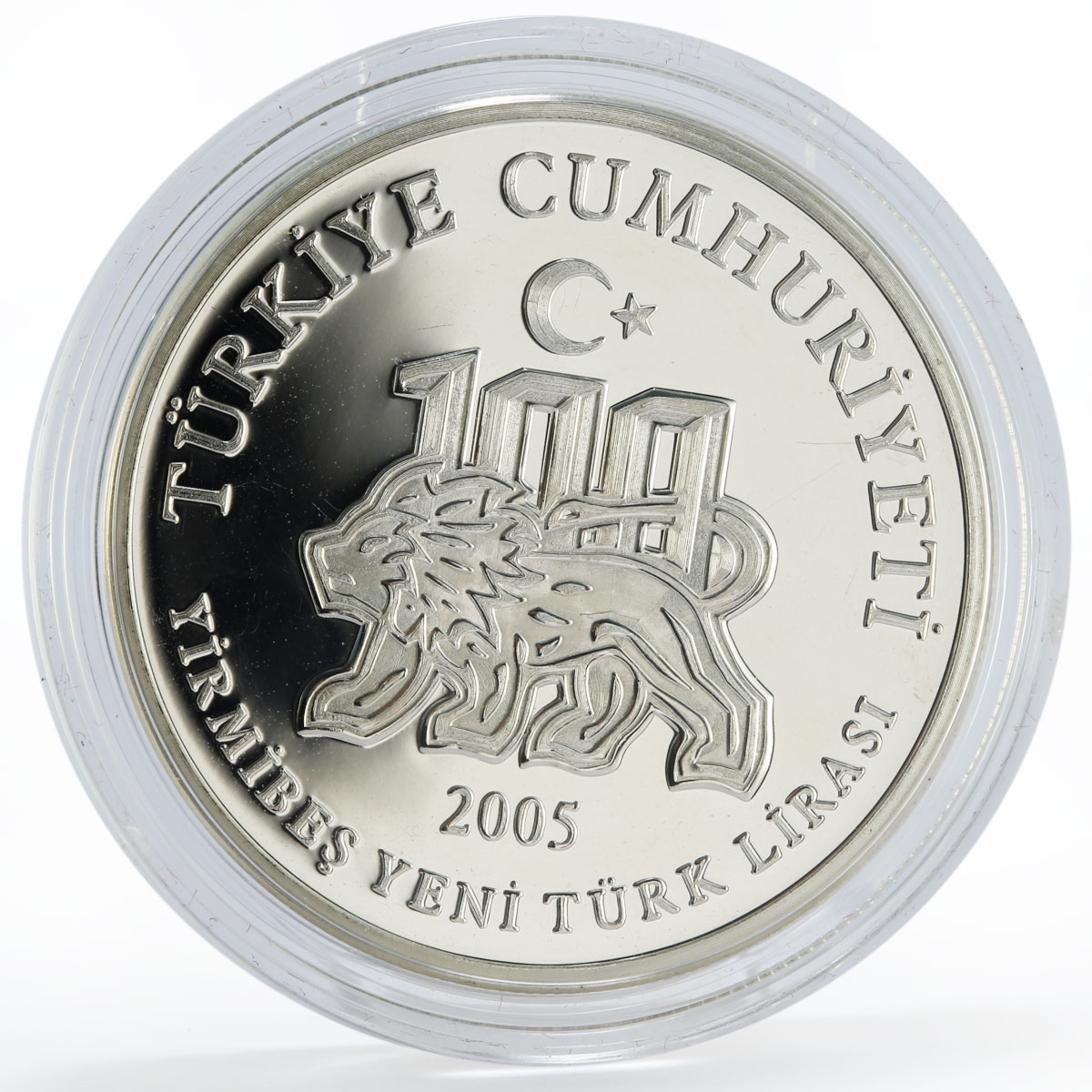 Turkey 25 lira 100 Years of Galatasaray Football Club colored silver coin 2005