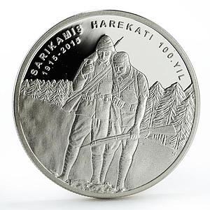 Turkey 20 lira 100th Anniversary of Sirakamis War Operation WWI silver coin 2015