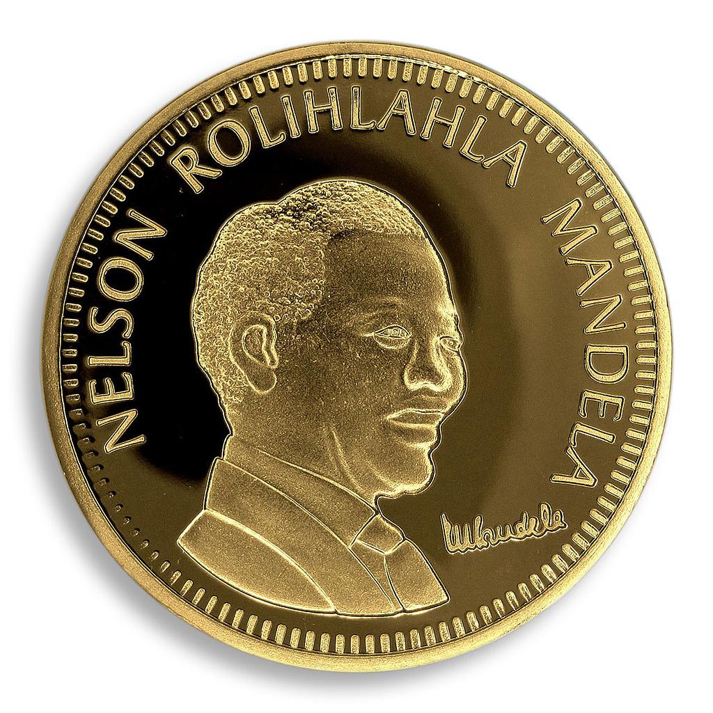 Nelson Mandela, 10 Years Of Freedom, South Africa, Gold Plated Coin, Token