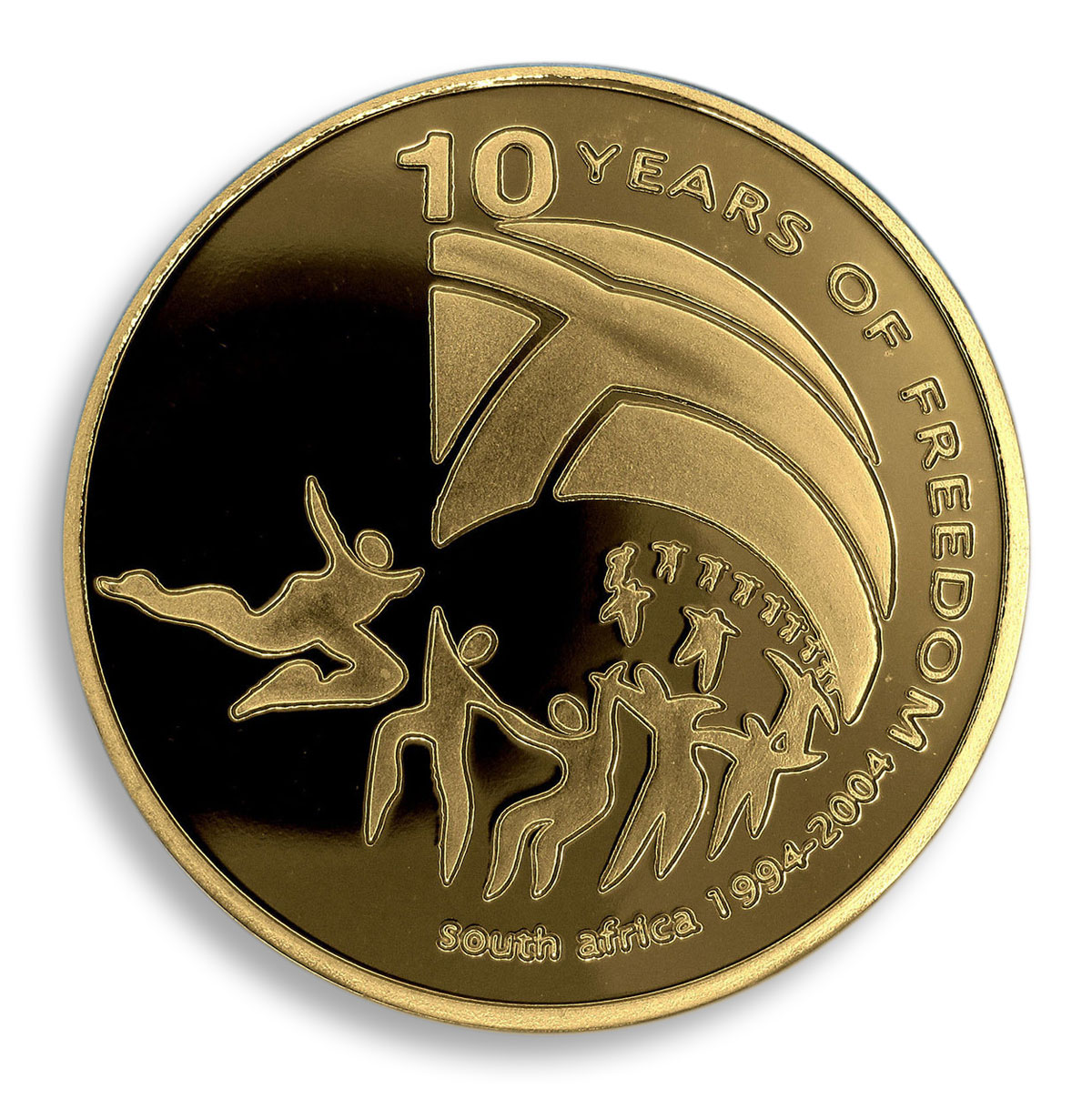 Nelson Mandela, 10 Years Of Freedom, South Africa, Gold Plated Coin, Token