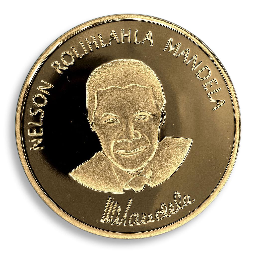 Nelson Mandela, A Long Walk To Freedom, Gold Plated Coin, South Africa, Token