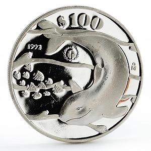 Mexico 100 pesos Save Animal Vaquita Porpose proof silver coin 1992