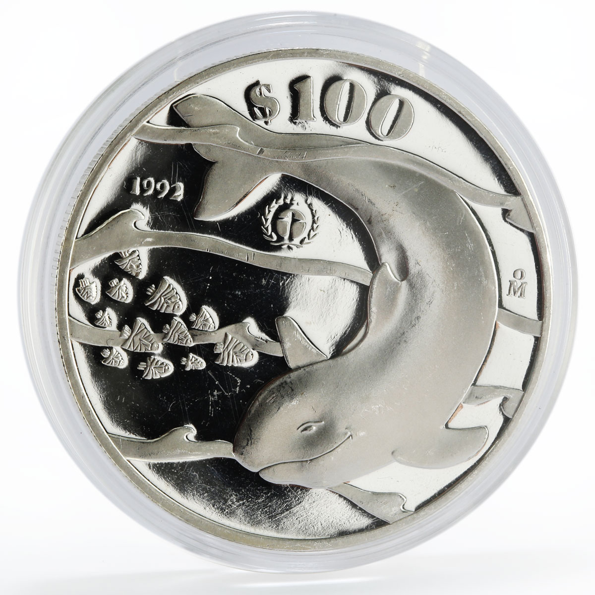 Mexico 100 pesos Save the Animal Vaquita Porpose proof silver coin 1992