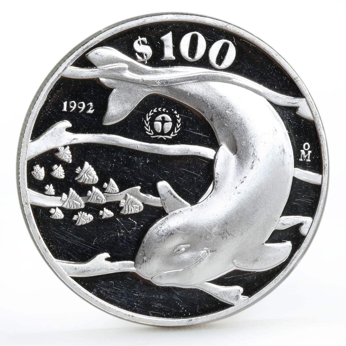 Mexico 100 pesos Save the Animal Vaquita Porpose proof silver coin 1992