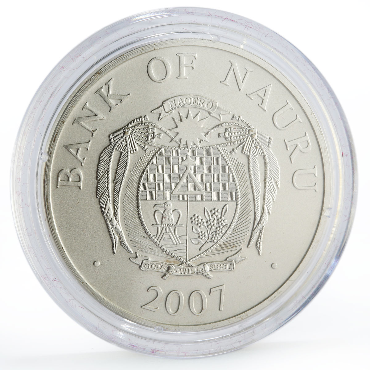 Nauru 10 dollars Happy New Year Christmas Eve colored silver coin 2007