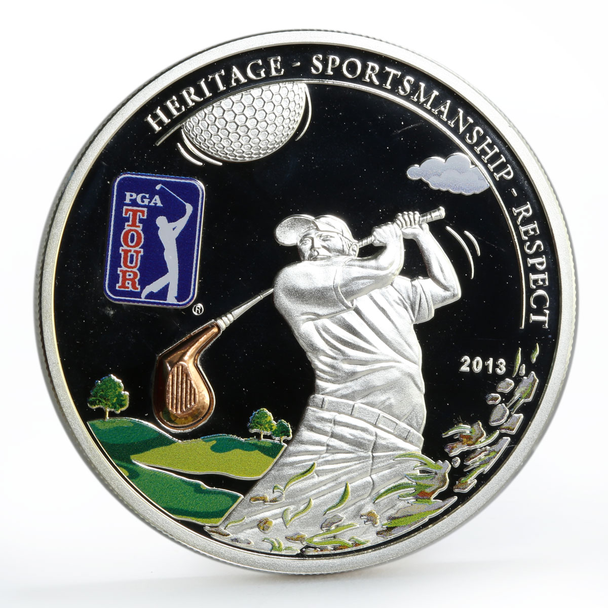 Cook Islands 5 dollars PGA Tour - Golf Club proof silver coin 2013