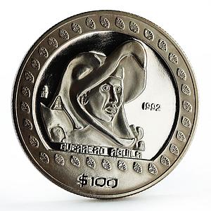 Mexico 100 pesos Guerrero Aguila proof silver coin 1992