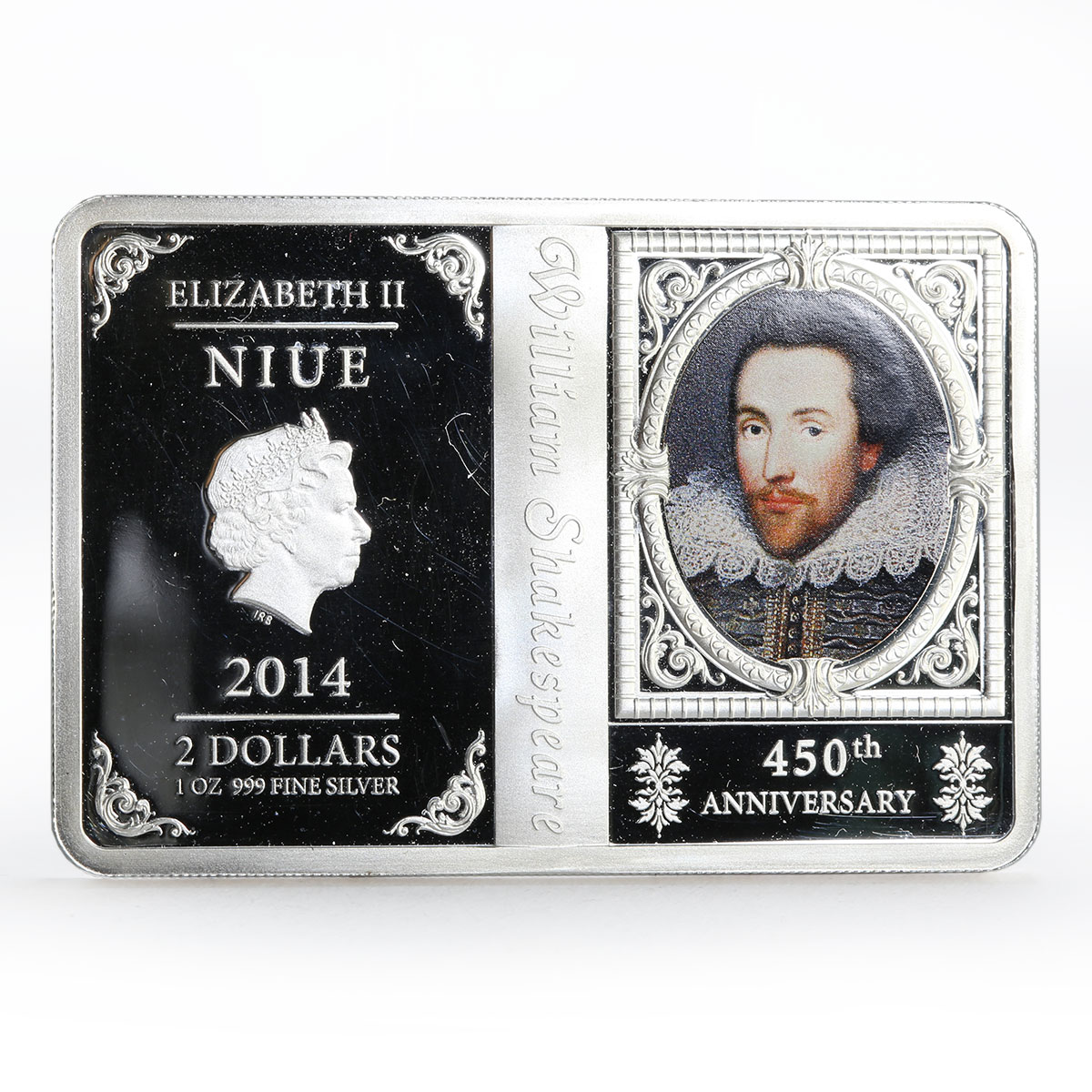 Niue 2 dollars 450 Years of William Shakespeare colored proof silver coin 2014