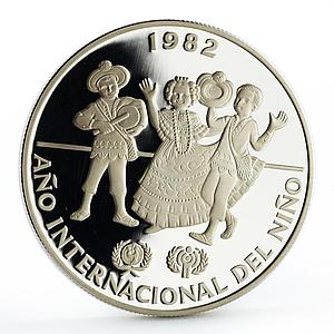 Panama 10 balboas International Year of Child proof silver coin 1982