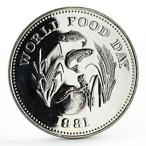 Philippines 25 piso World Food Day Fish Fruit Crops silver coin 1981