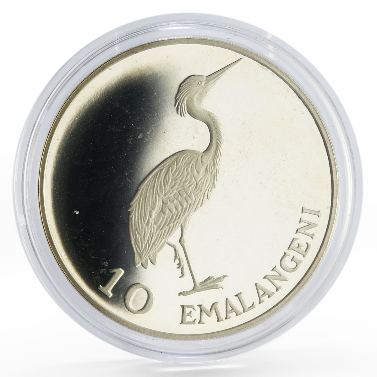 Swaziland 10 emalangeni King Sobhuza II Heron Bird silver coin 1975