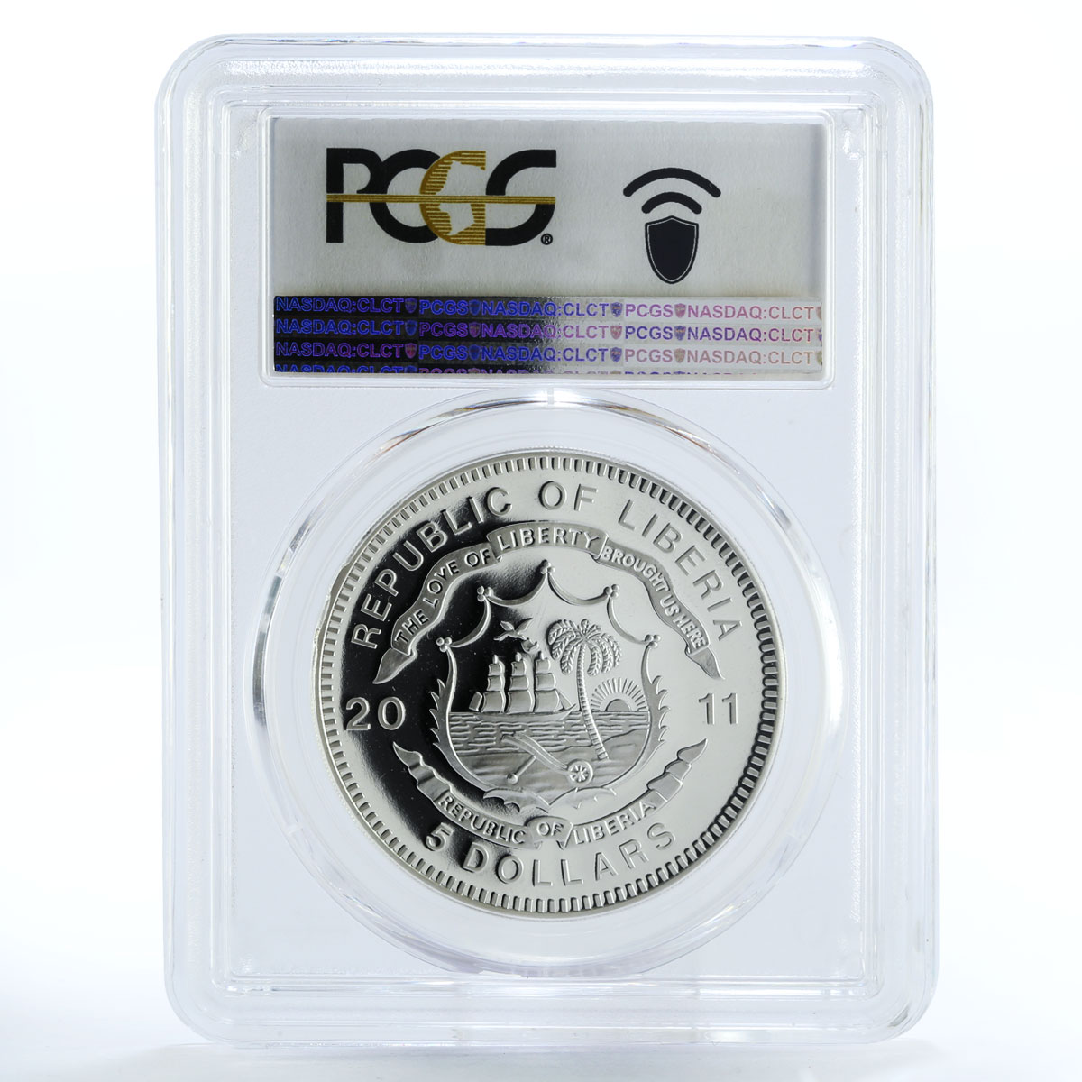 Liberia 5 dollars Adler Train Railroad PR70 PCGS silver coin 2011