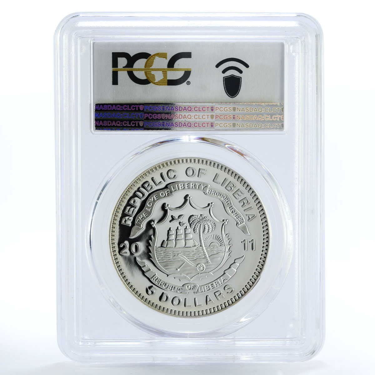 Liberia 5 dollars Sharp Stewart Train Railroad PR69 PCGS silver coin 2011