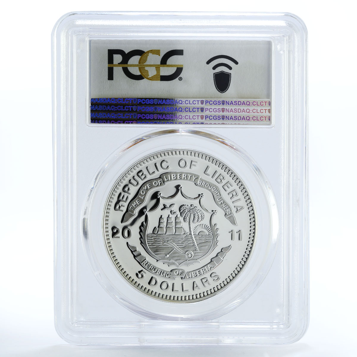 Liberia 5 dollars The Blue Train Railroad PR69 PCGS silver coin 2011