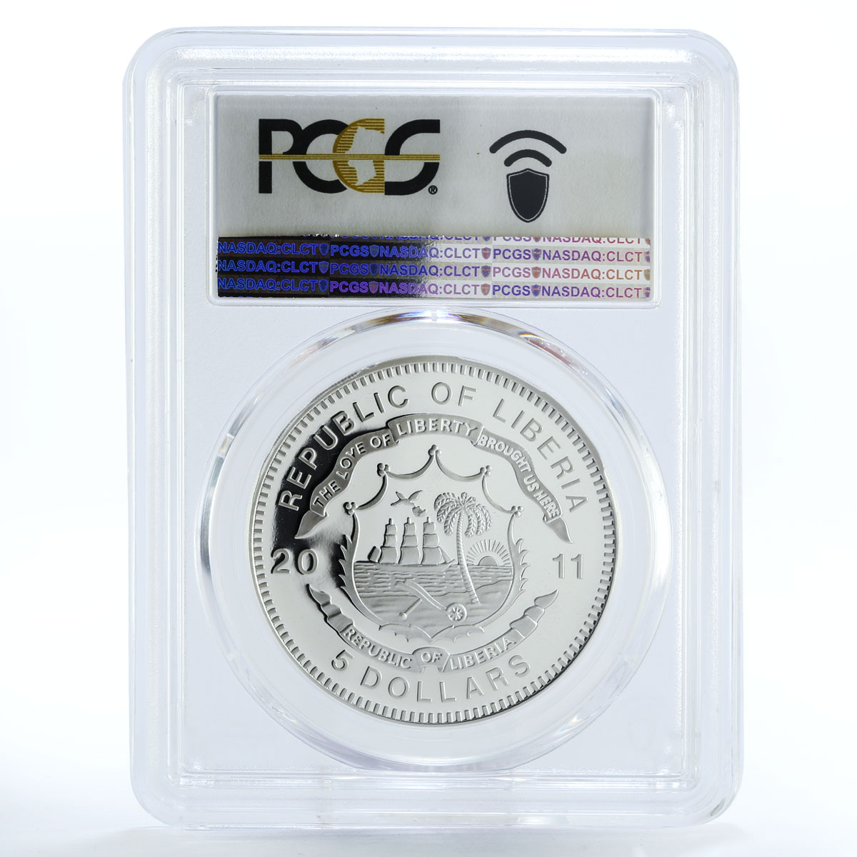 Liberia 5 dollars Shinkansen 500 Train Railroad PR69 PCGS silver coin 2011