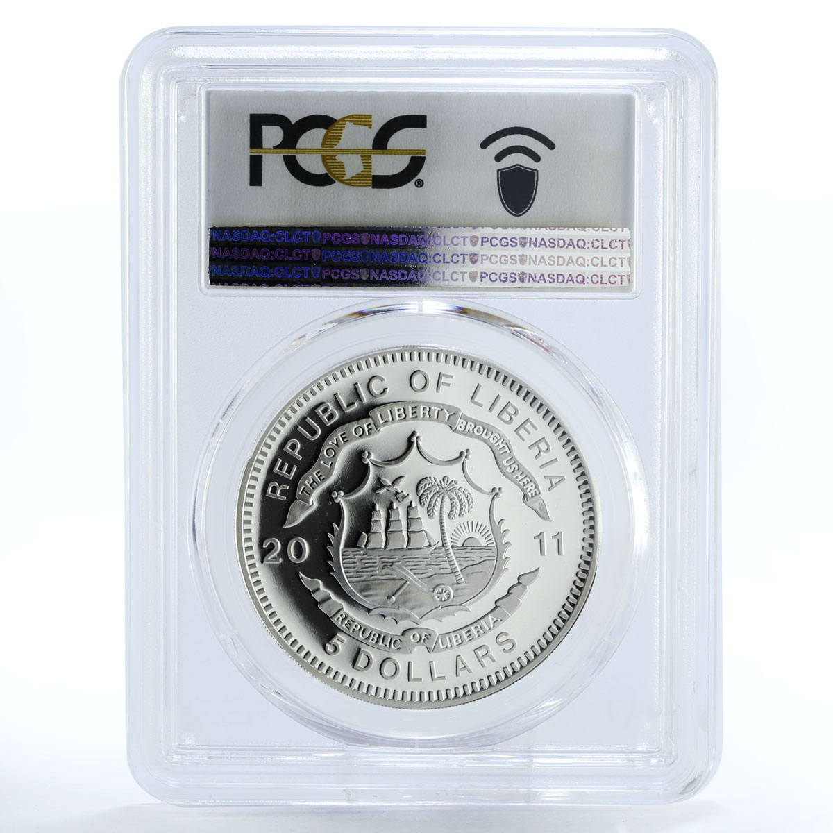Liberia 5 dollars PKP Fablok OL 49 Train Railroad PR69 PCGS silver coin 2011