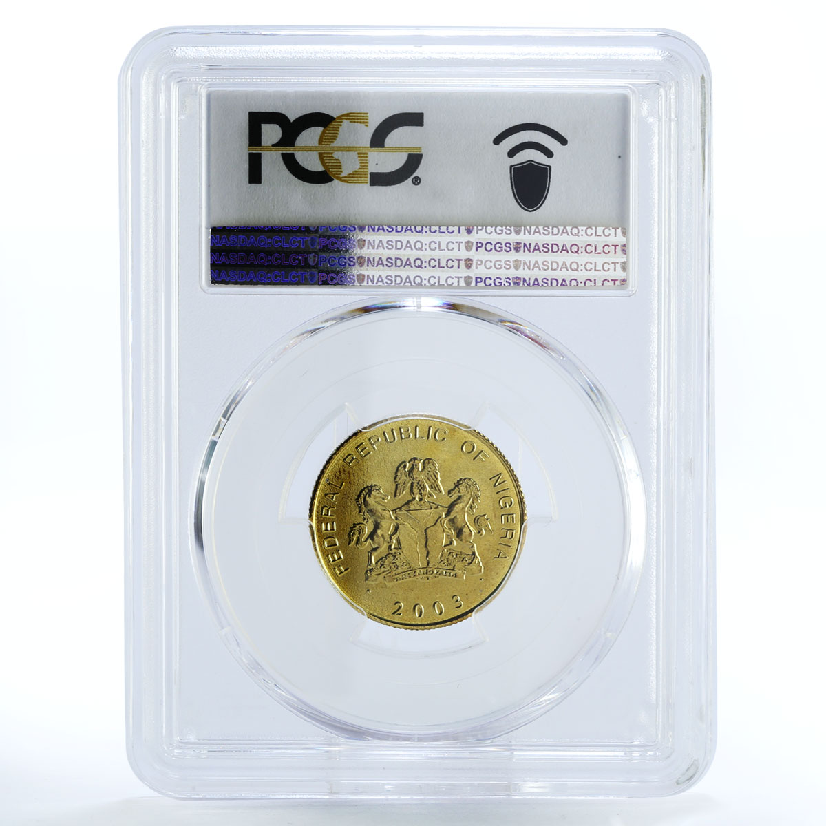 Nigeria 1 kobo Two Monkey Musicians MS69 PCGS brass coin 2003