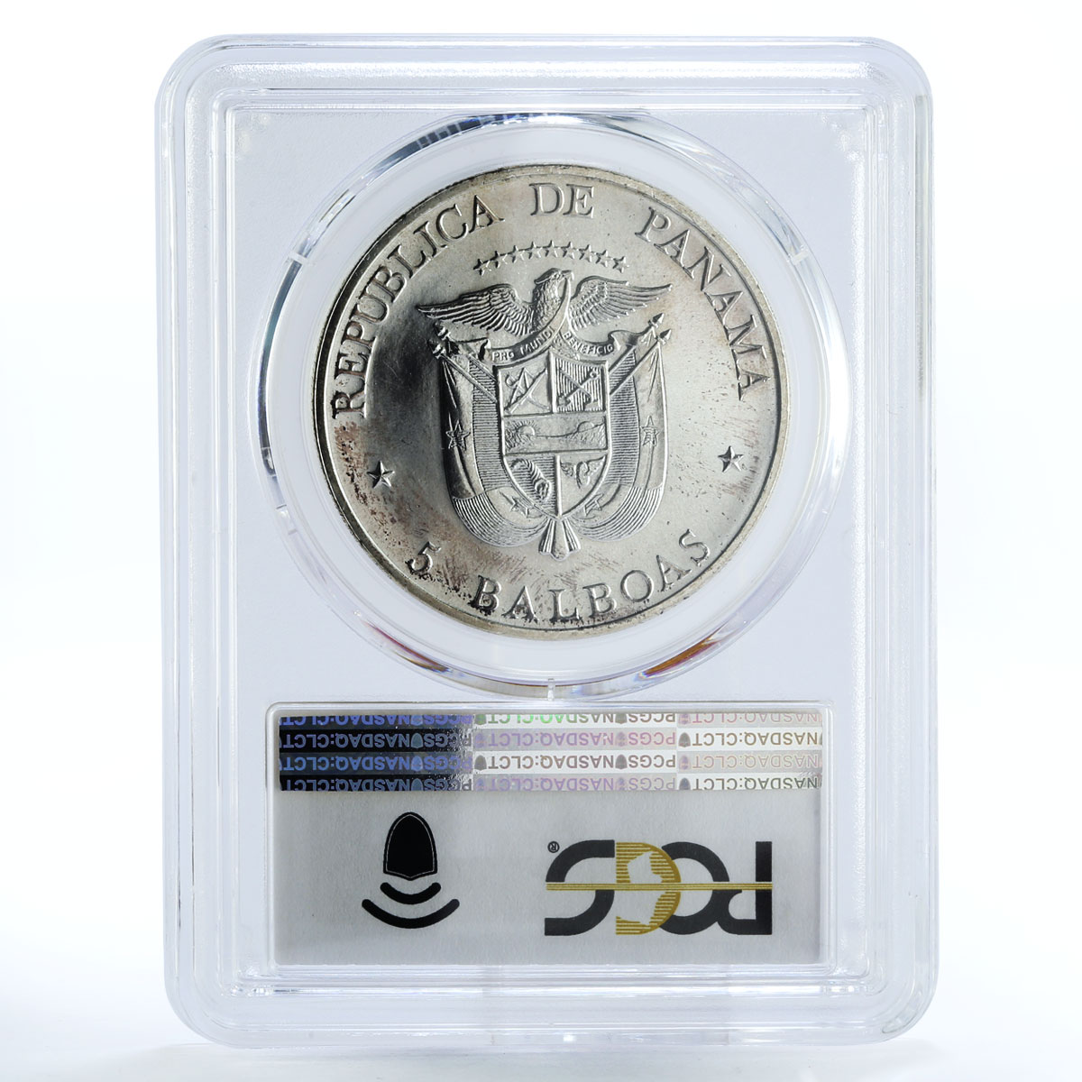 Panama 5 balboas FAO Hand Holding Crops MS67 PCGS silver coin 1972