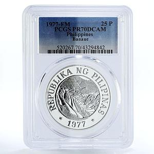 Philippines 25 piso Banaue Rice Fields PR70 PCGS silver coin 1977