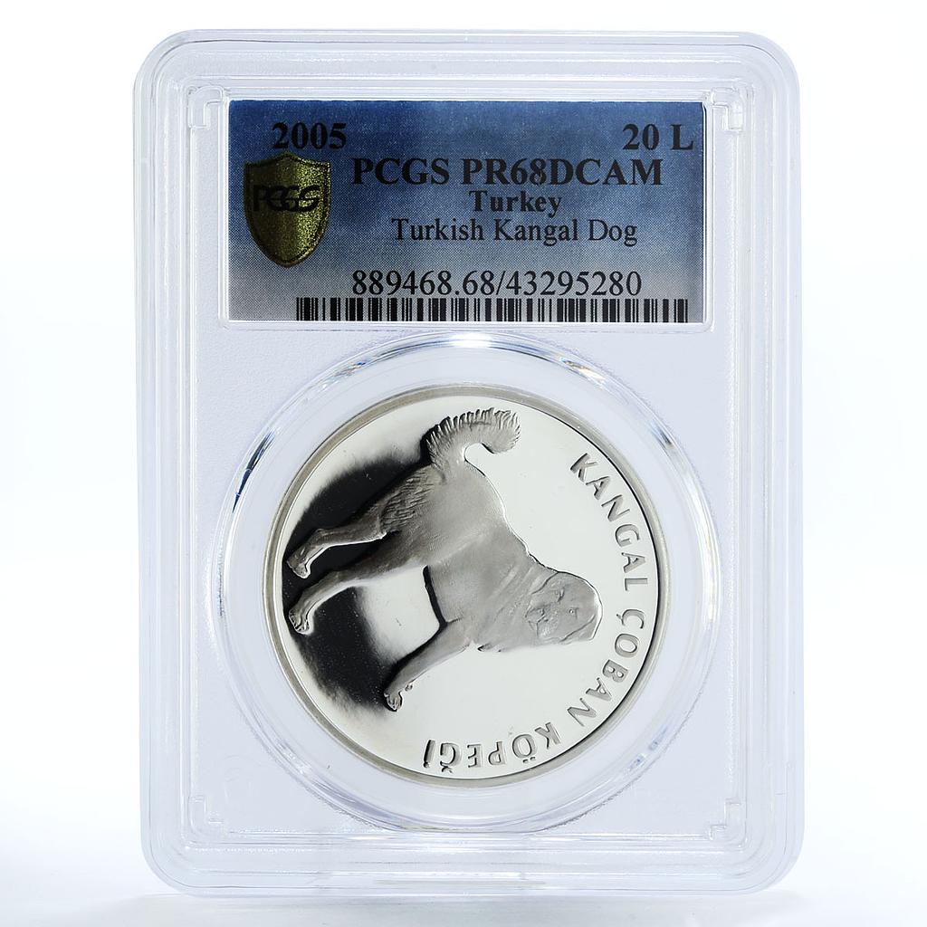 Turkey 20 lira Animal series Kangal Dog PR68 PCGS proof silver coin 2005