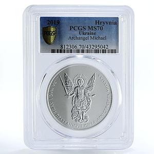 Ukraine 1 hryvnia Faith series Archangel Michael MS70 PCGS silver coin 2019