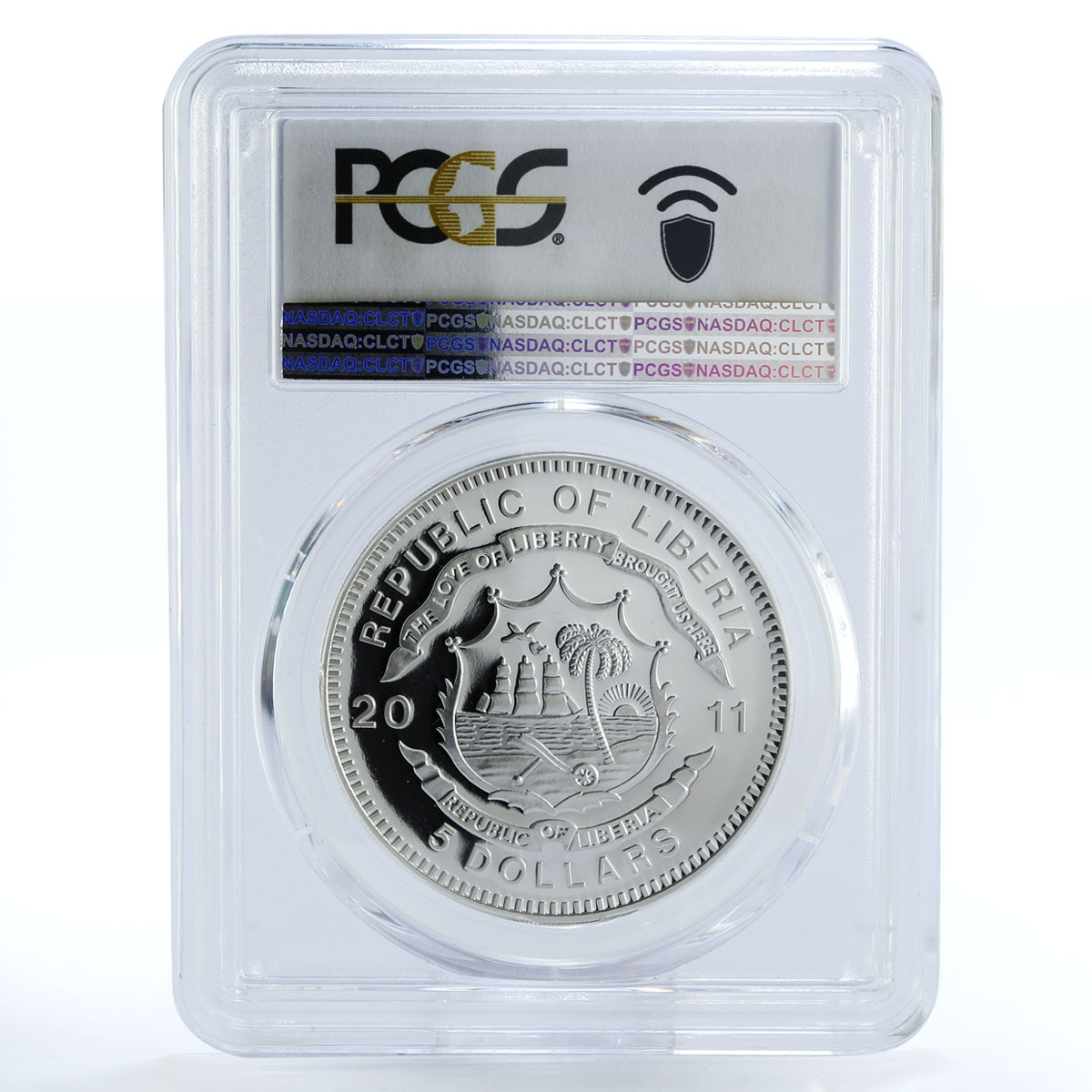 Liberia 5 dollars The Orient Express Train Railroad PR70 PCGS silver coin 2011