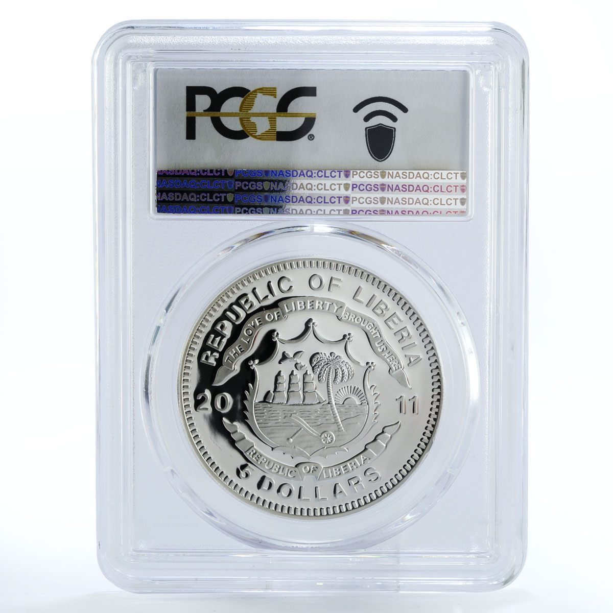 Liberia 5 dollars Bernina Express Train Railroad PR69 PCGS silver coin 2011
