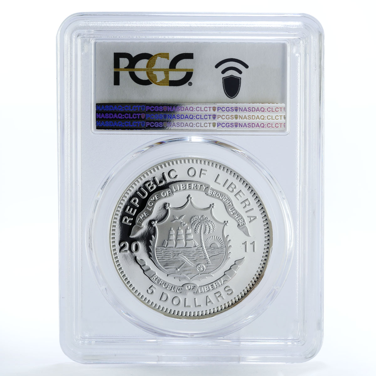 Liberia 5 dollars KKSTB 310 Train Railroad PR69 PCGS silver coin 2011