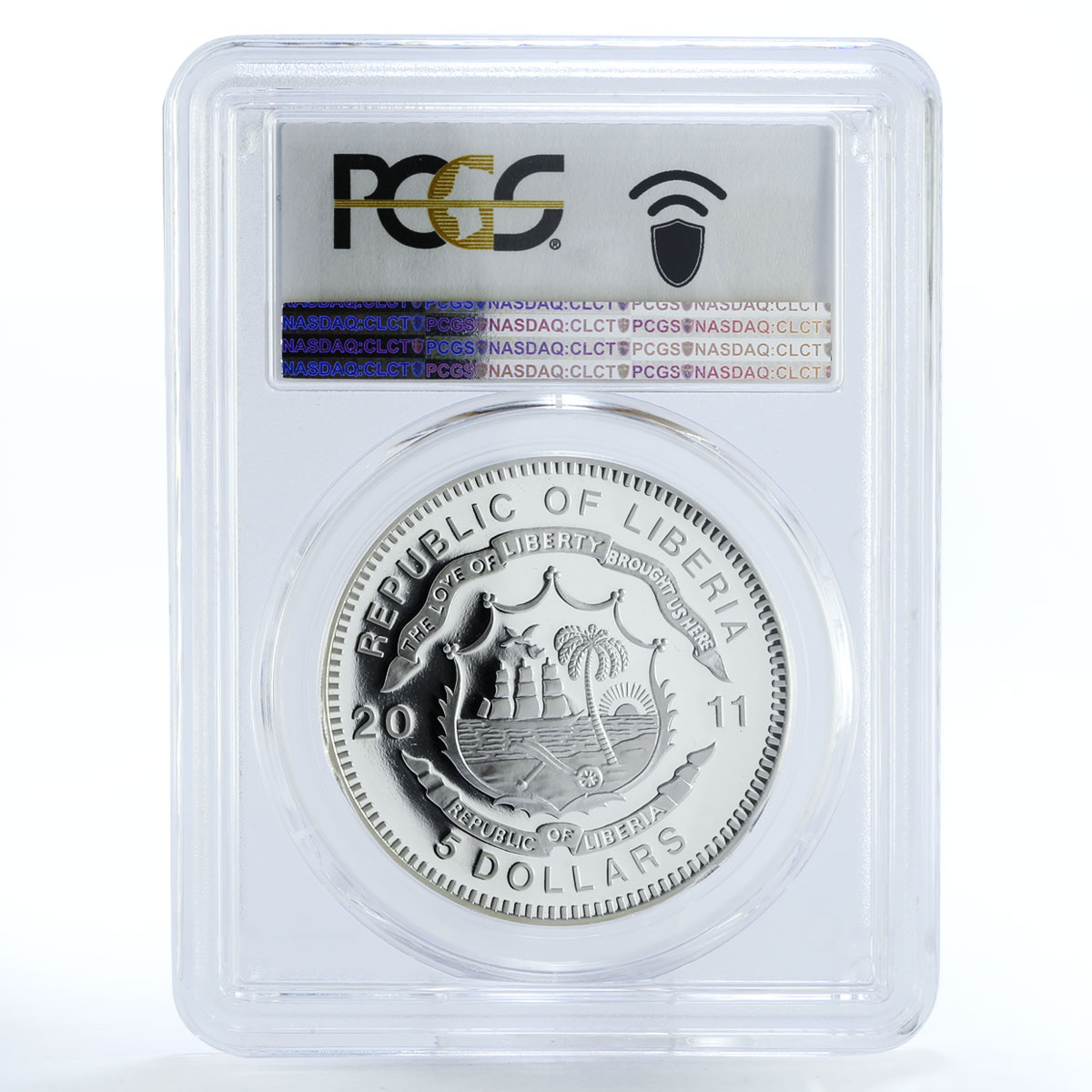 Liberia 5 dollars VR Class HR 1 Train Railroad PR70 PCGS silver coin 2011