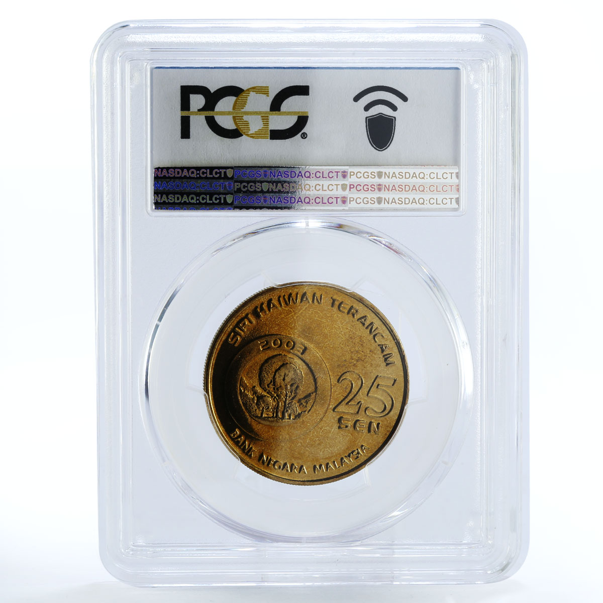 Malaysia 25 sen Endangered Wildlife Proboscis Monkey MS67 PCGS copper coin 2003