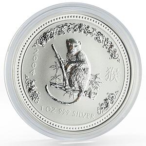 Australia 1 dollar Lunar Calendar series I Year of the Monkey silver coin 2004