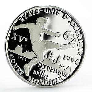 Benin 1000 francs Football World Cup in the USA Player proof silver coin 1992