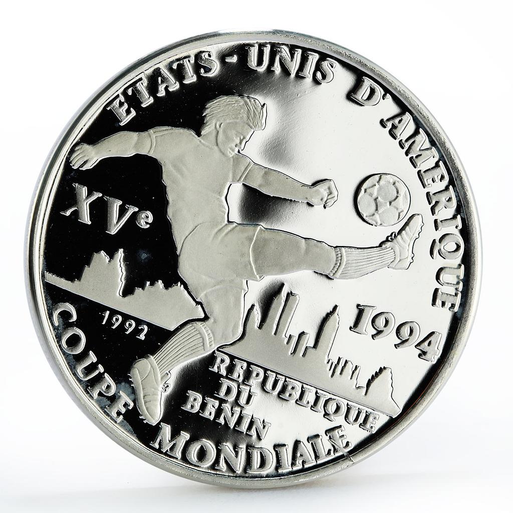 Benin 1000 francs Football World Cup in the USA Player proof silver coin 1992